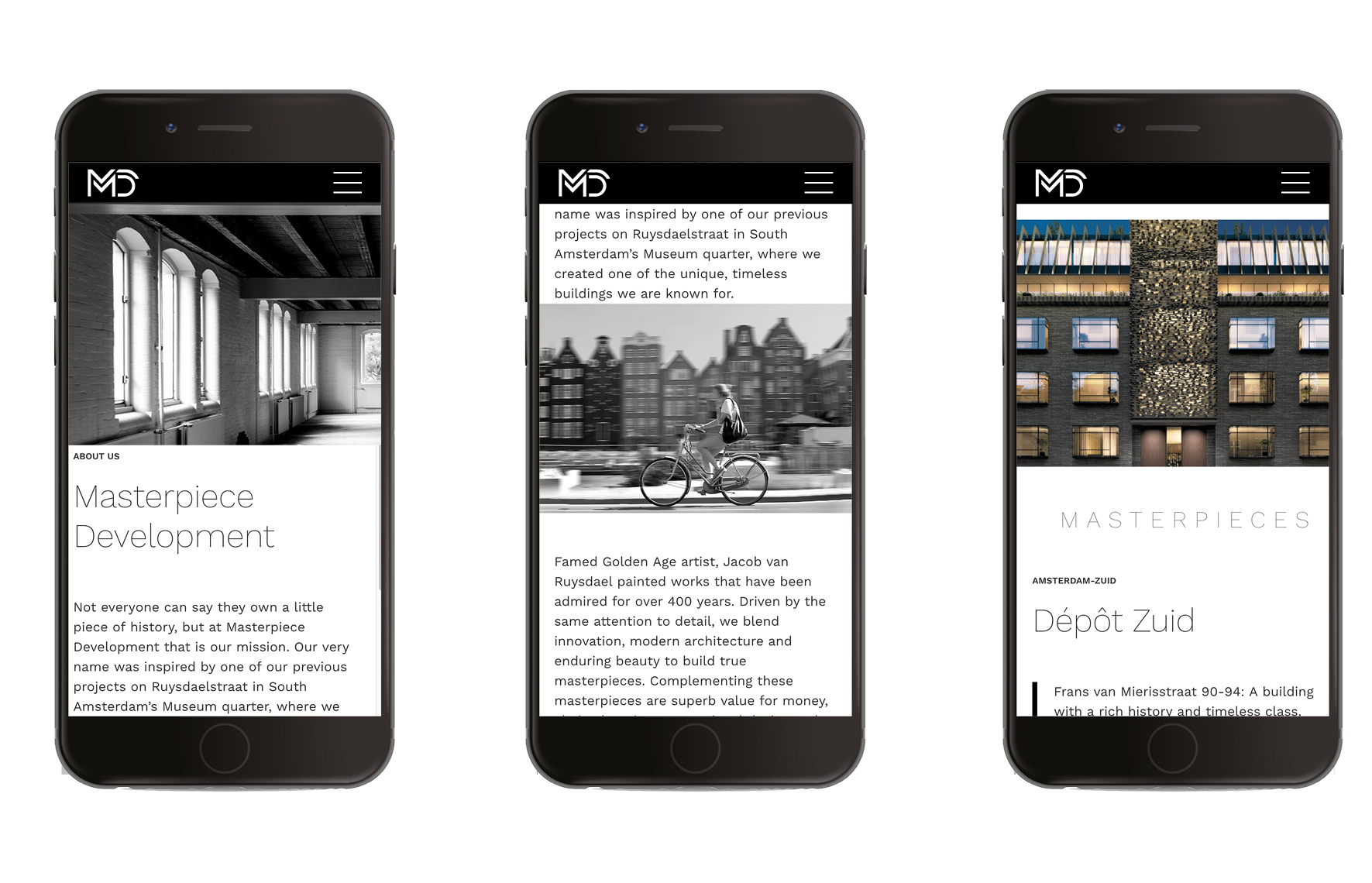 Website ontwerp - Masterpiece Development Amsterdam